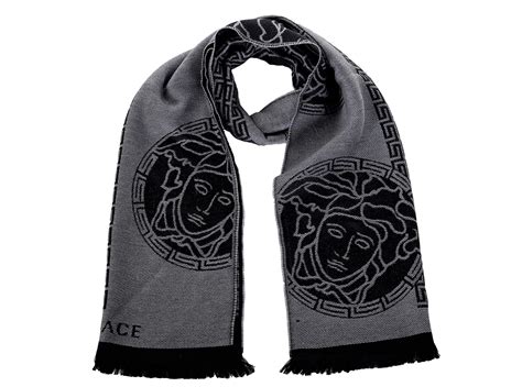 versace wool black scarf|Versace tribute scarf.